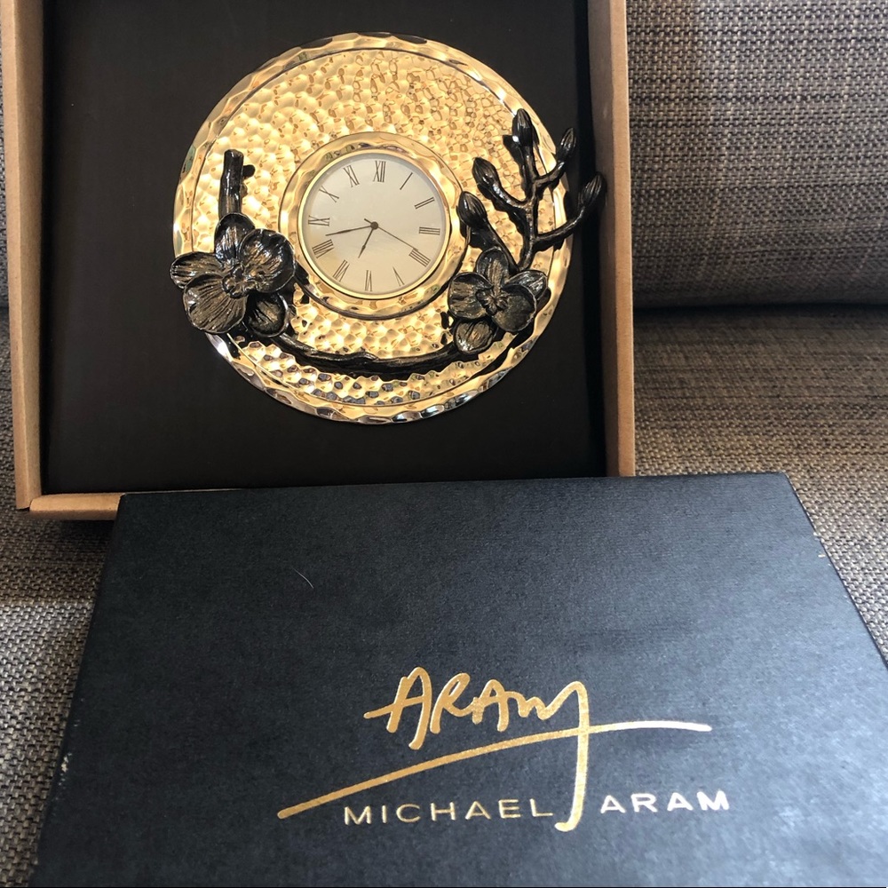 Michael Aram Black Orchid Mini Clock